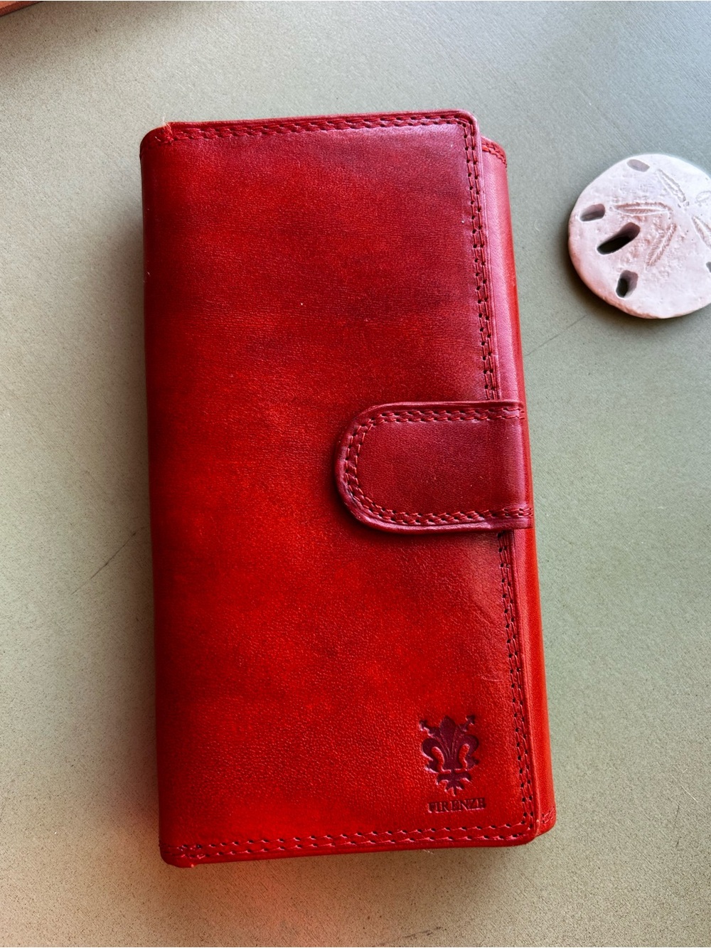 Vera Pelle Firenze Genuine Leather Wallet Red Italian Organizer Made in Italy - Picture 4 of 9